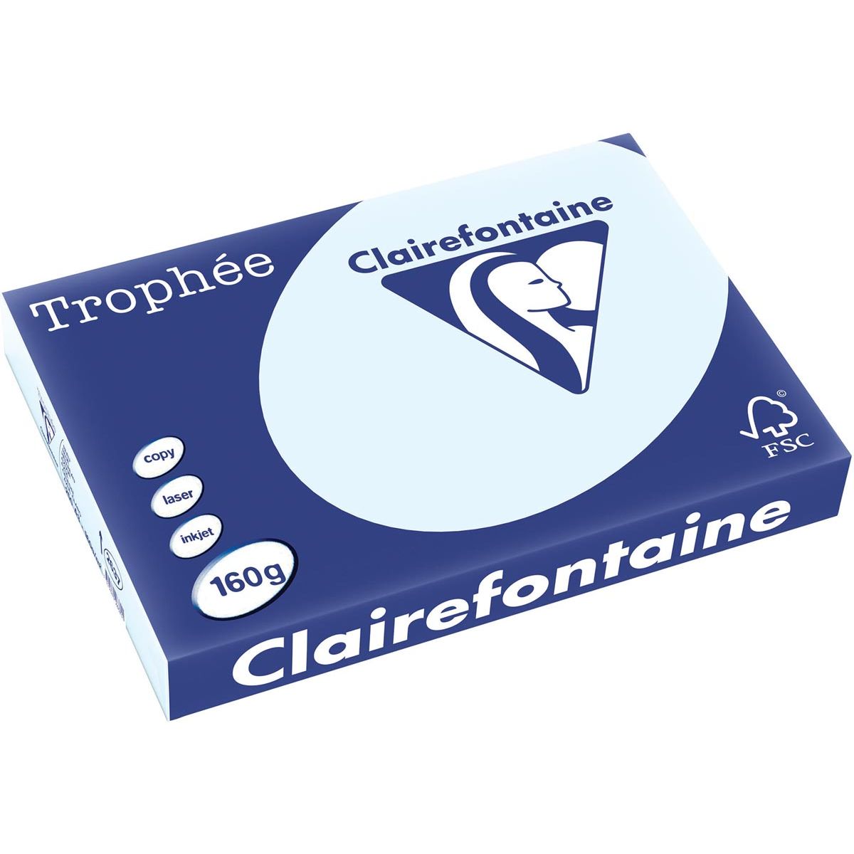 Clairefontaine - Trophée tel, papel de color, A3, 160 g, 250 hojas, azul celeste