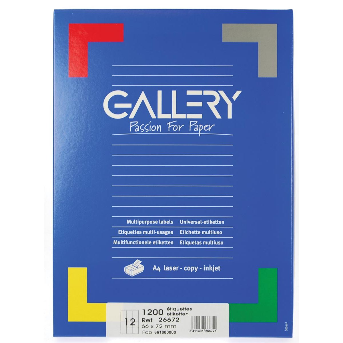 Galerie – weiße Etiketten, 66 x 72 mm (B x H), runde Ecken, Box mit 1.200 Etiketten