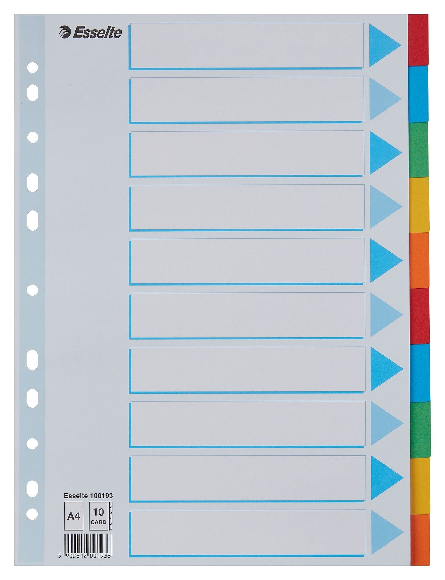 Esselte - Tabs Standard A4 cartón de 10 piezas 11 anillas con portada surtida | 10 piezas