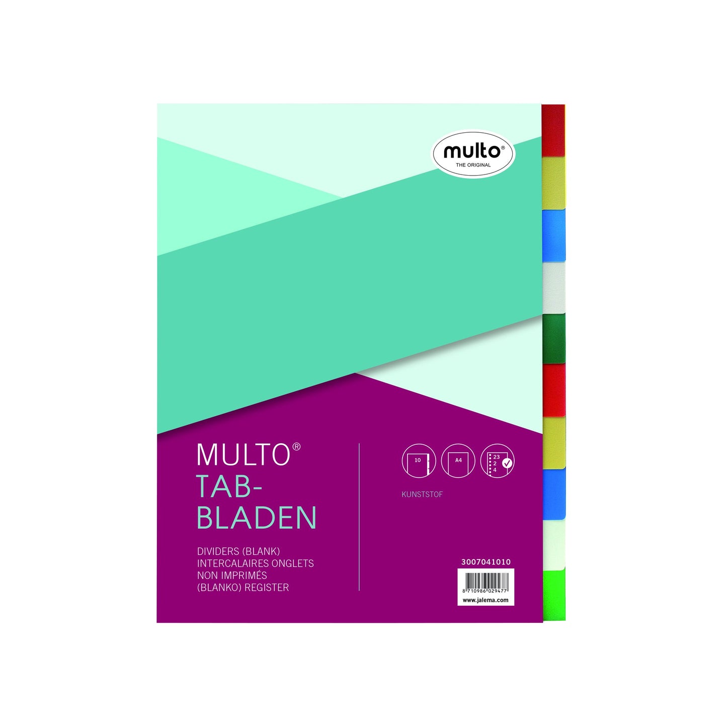 Multo - Tabbladen A4 23-gaats 10-delig PP assorti