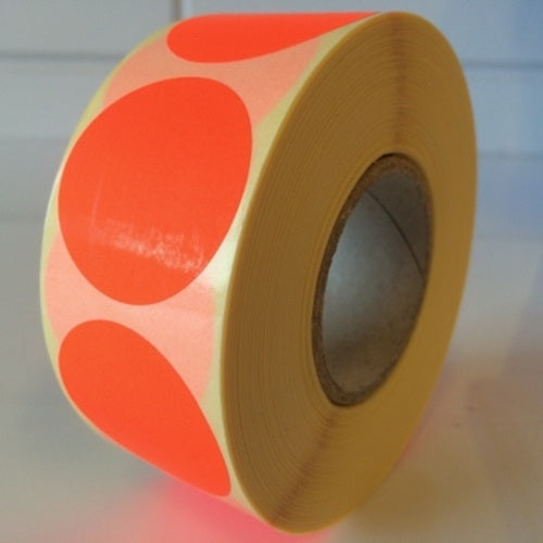 Klika - Etiket 35 mm rond fluor rood 1000 rol