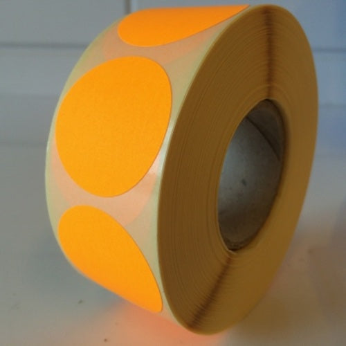 Klika - Etiket 35 mm rond fluor oranje 1000 rol