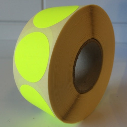 Klika - Etiket 32 mm rond fluor geel 1000 rol