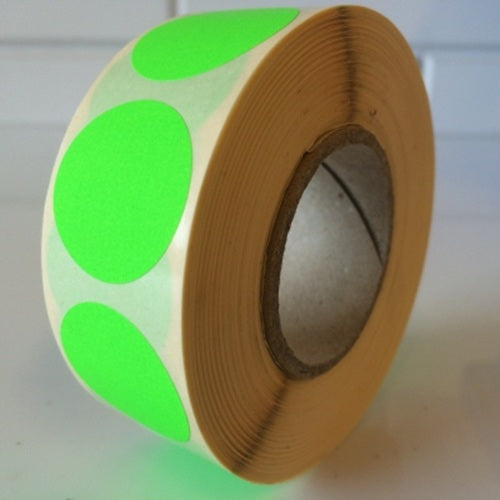 Klika - Etiket 25 mm rond fluor groen 1000 rol