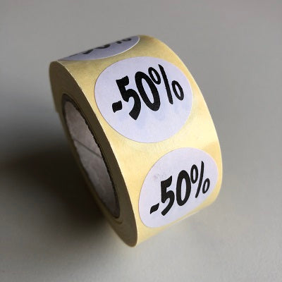 Klika - Etiqueta blanca 27mm -50% 500/rollo 40 piezas