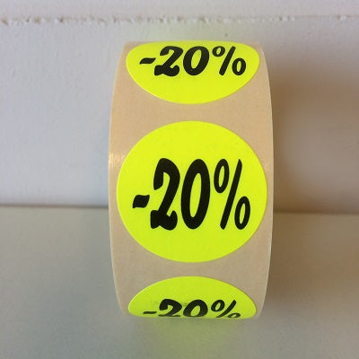 Klika - Etichetta giallo fluorescente 27mm -20% 500/rotolo 30 pezzi