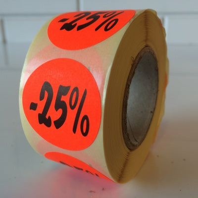 Klika - Etiket fluor rood 27mm -25% 500/rol