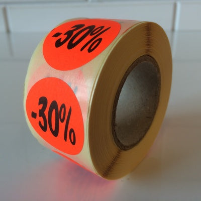 Klika - Etiket fluor rood 27mm -30% 500/rol