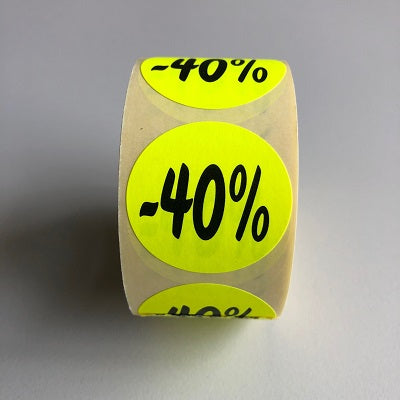 Klika - Etichetta giallo fluo 35mm sconto 40% 500 20 pezzi