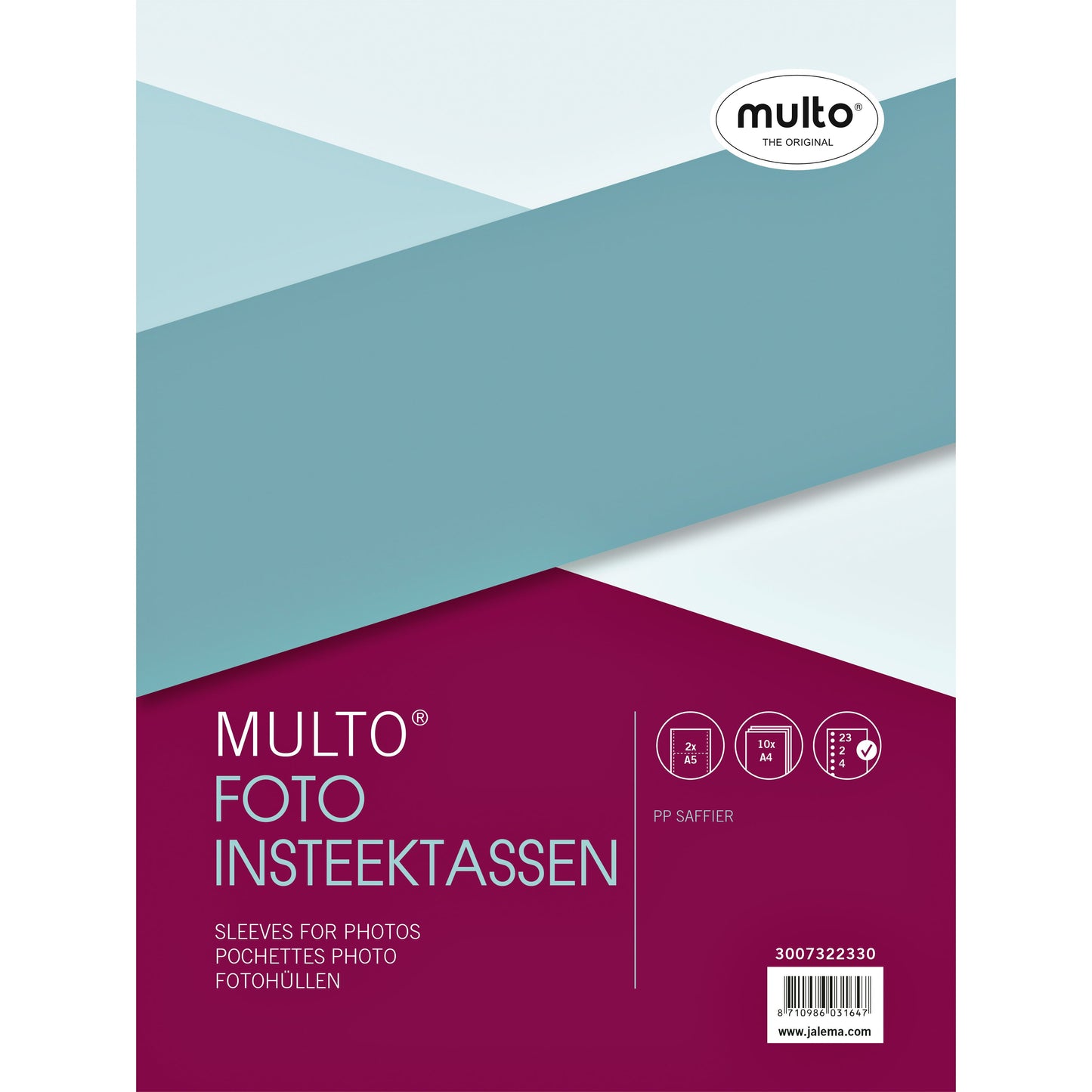 Multo - Fototasche A4 23-Loch 2-Fächer 148x210mm PP matt 10 Stück