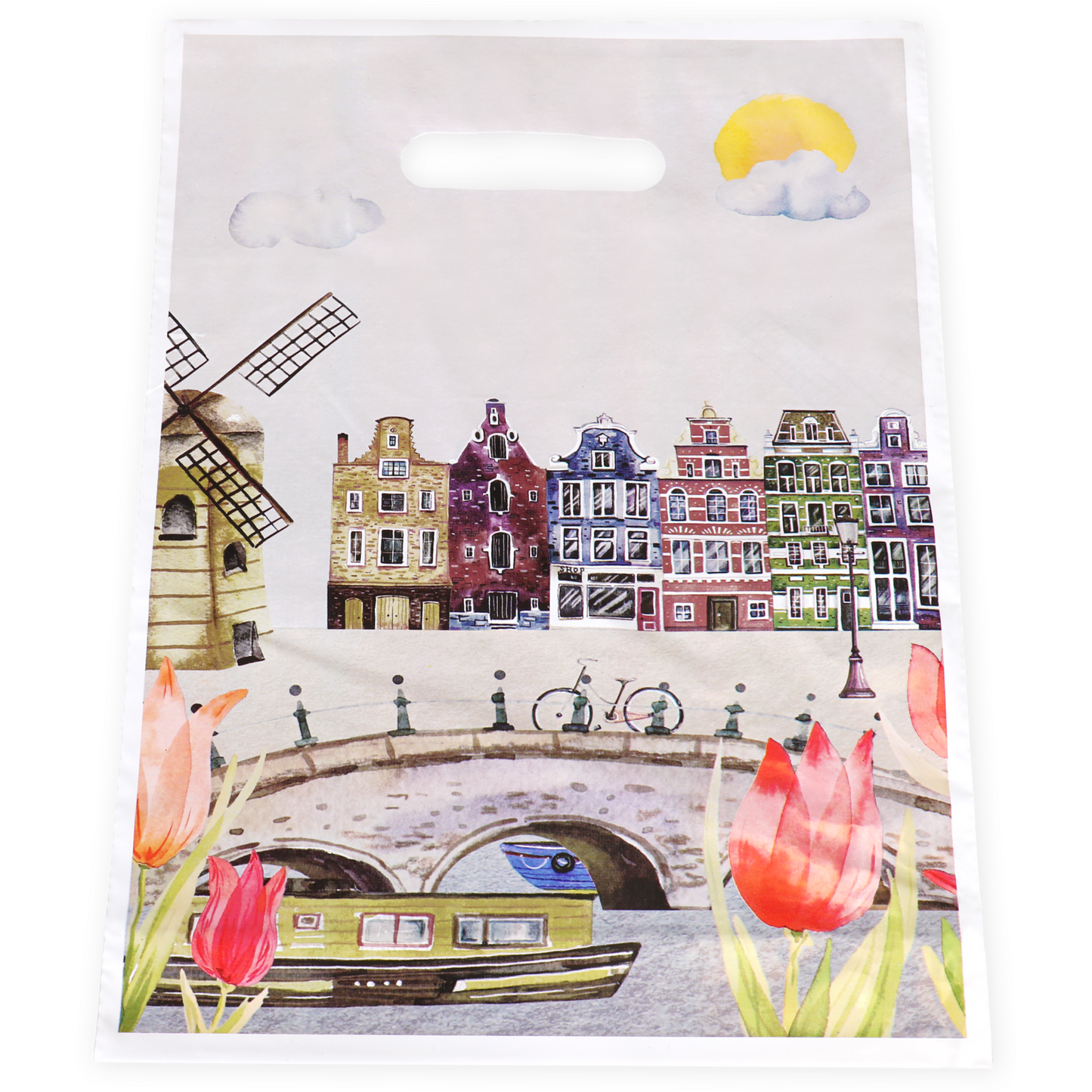 Klika - Tas | Tulp | Gerecycled LDPE | dKT | 38x45cm | bodemvouw 8cm | draagtas | 500 stuks