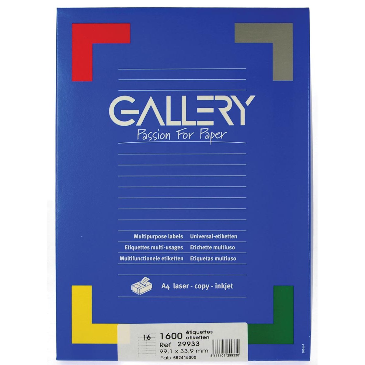 Gallery - witte etiketten ft 99,1 x 33,9 mm (b x h), ronde hoeken, doos van 1.600 etiketten