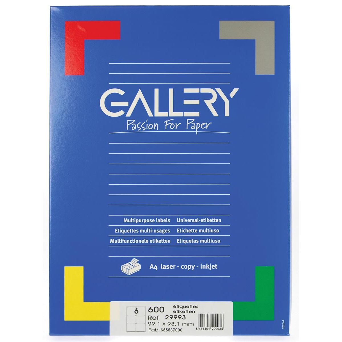 Galerie - étiquettes blanches ft 99,1 x 93,1 mm (l x h), coins arrondis, boîte de 600 étiquettes