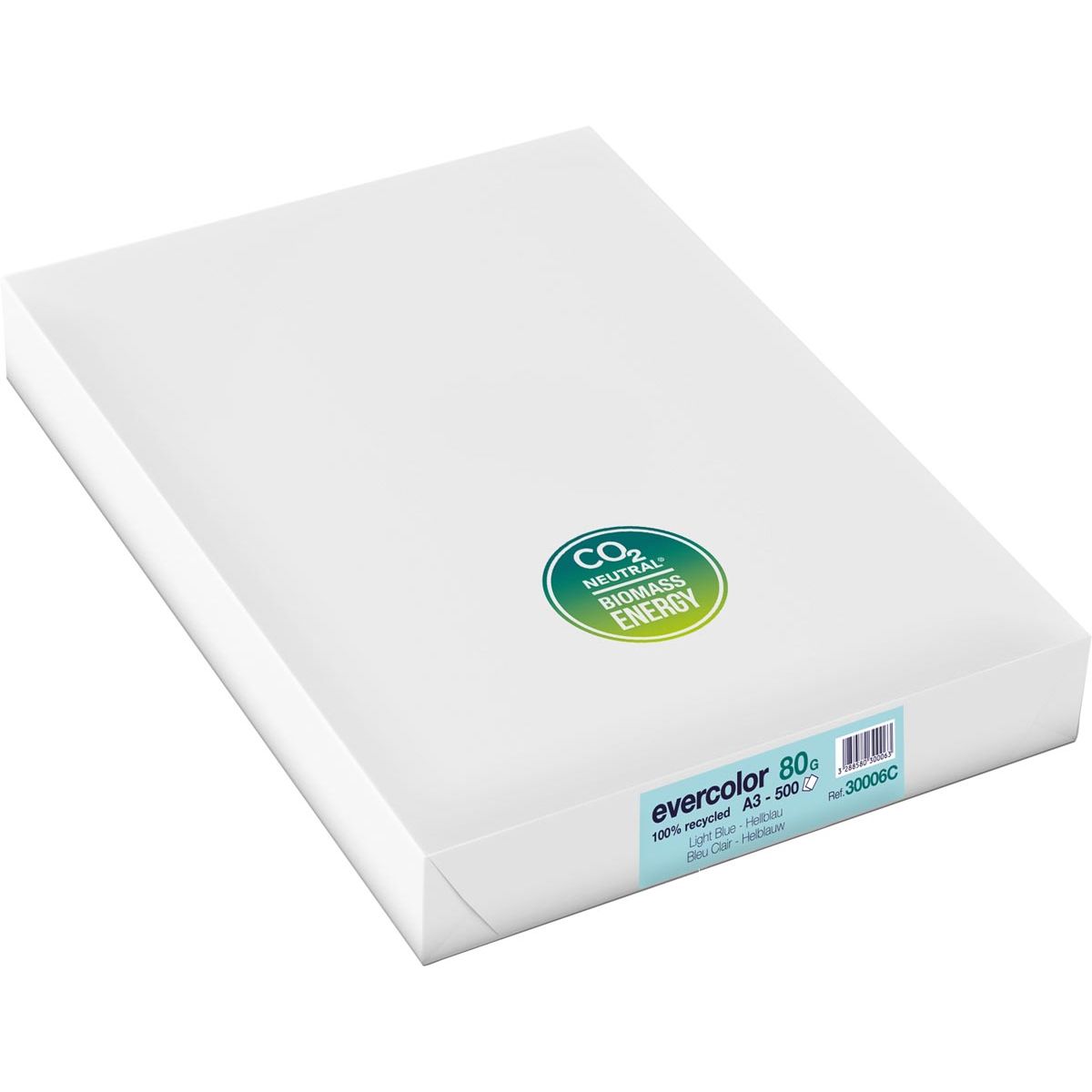 Clairefontaine - Evercolor gekleurd gerecycleerd papier, A3, 80 g, 500 vel, helblauw