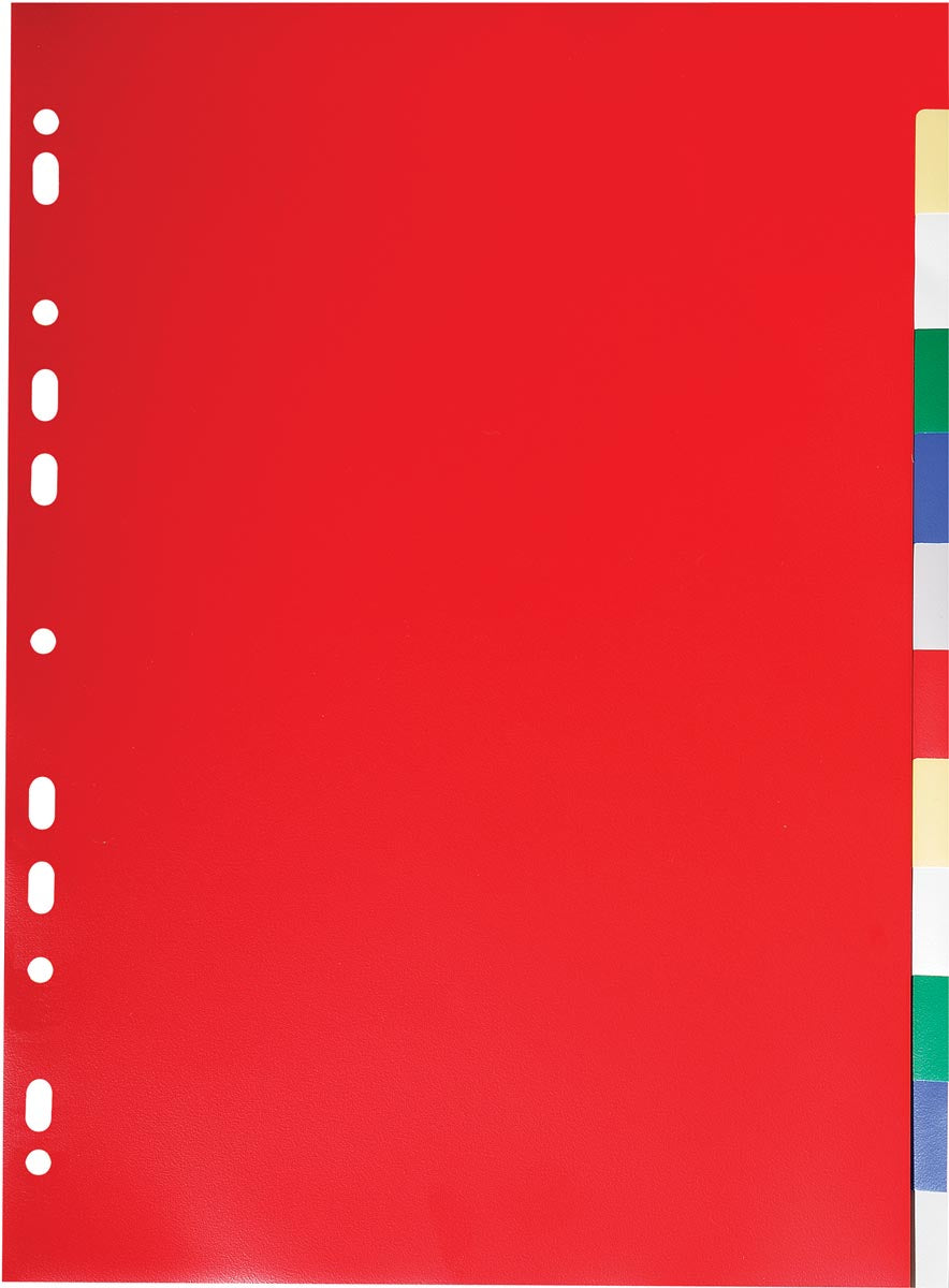 Exacompta - onglets pour ft A4, en PP 12/100e, 12 onglets, couleurs assorties