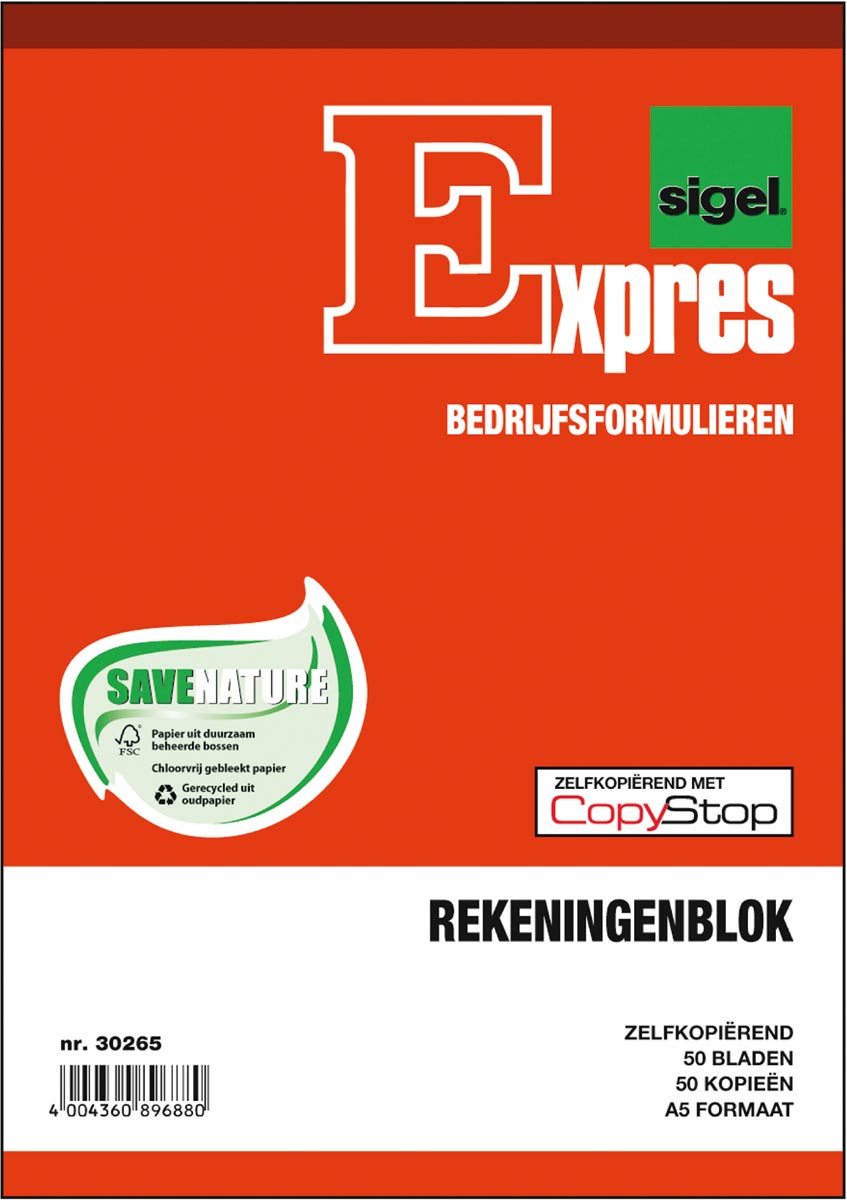Sigel - rekeningblokken, ft A5, Nederlands, dupli (50 x 2 vel)