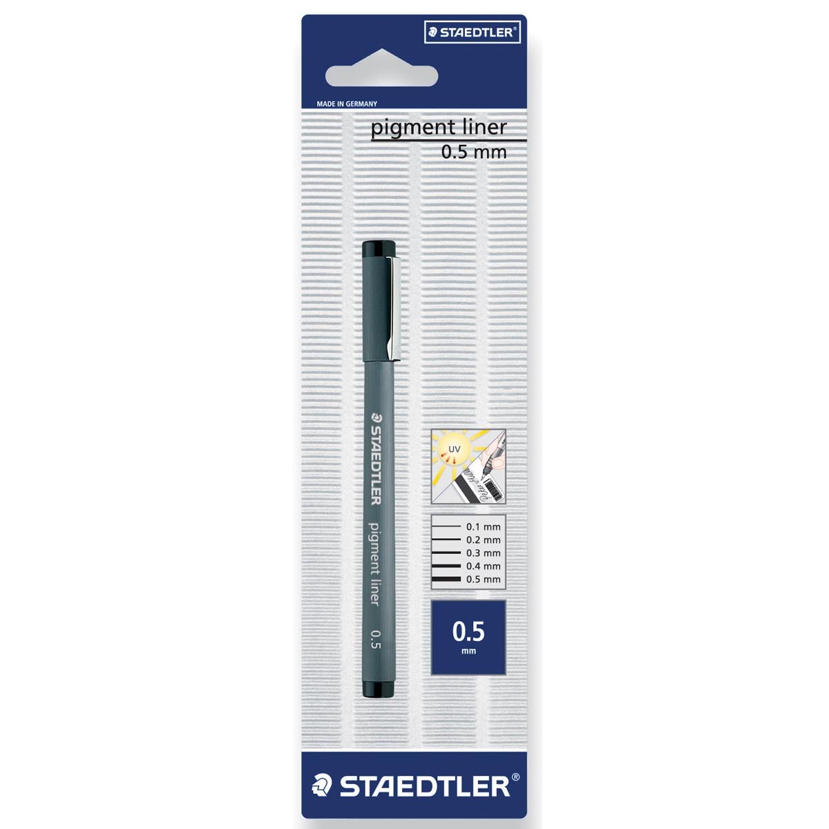 Staedtler - pigment liner fineliner, ronde punt, schrijfbreedte 0,5 mm, op blister, zwart