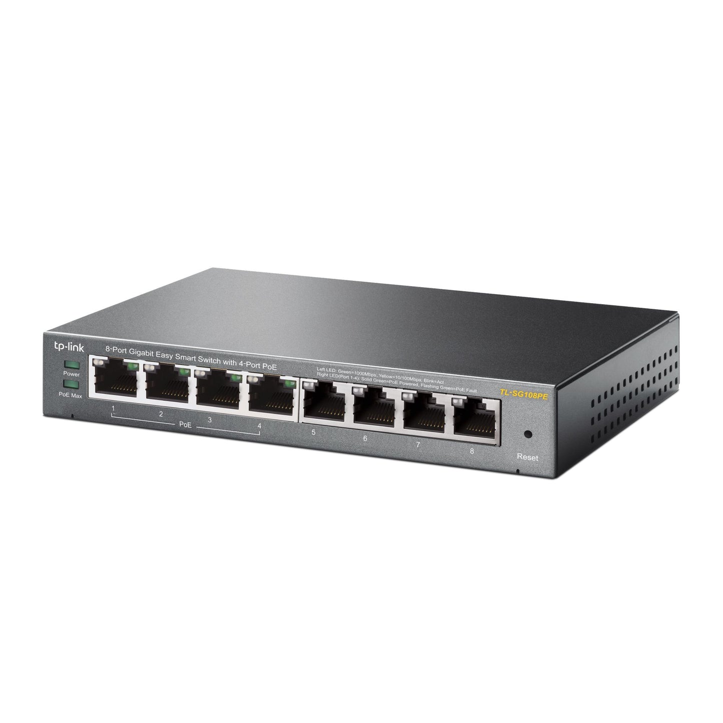 TP-Link - TL-SG108PE Managed L2 Gigabit Ethernet (10/100/1000) Power over Ethernet (PoE) Zwart