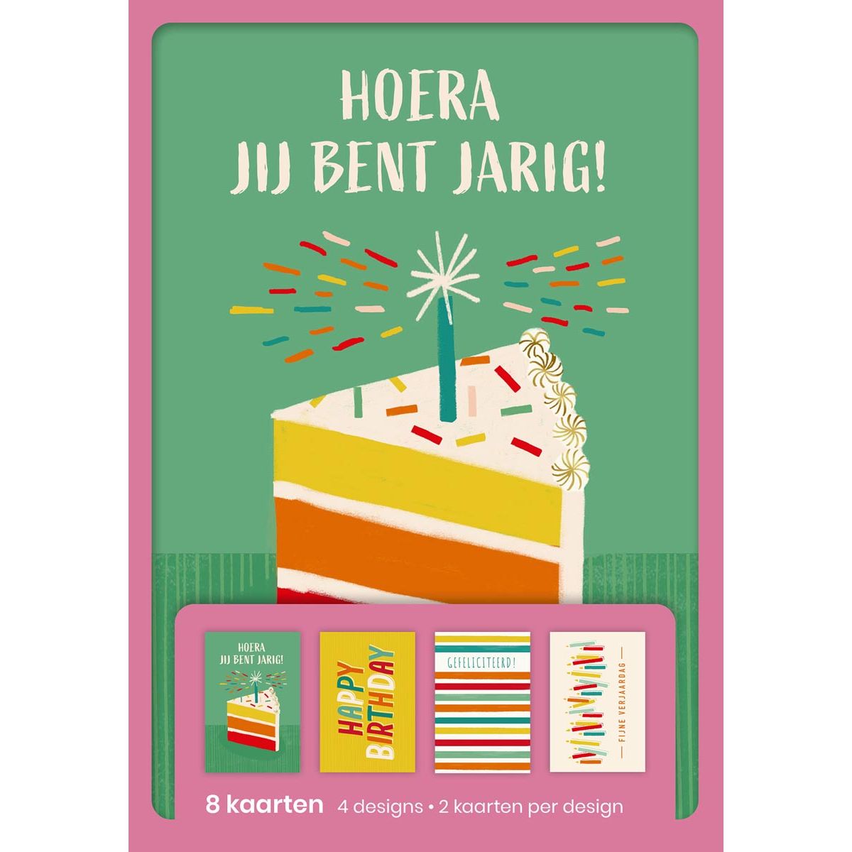 Hallmark - wenskaarten, hoera jij bent jarig, blister van 8 stuks