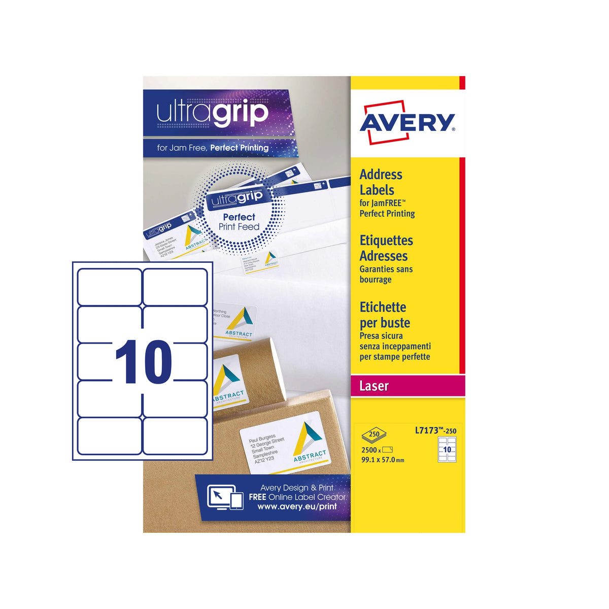 Avery - Etiket l7173-250 99.1x57mm wit 2500st