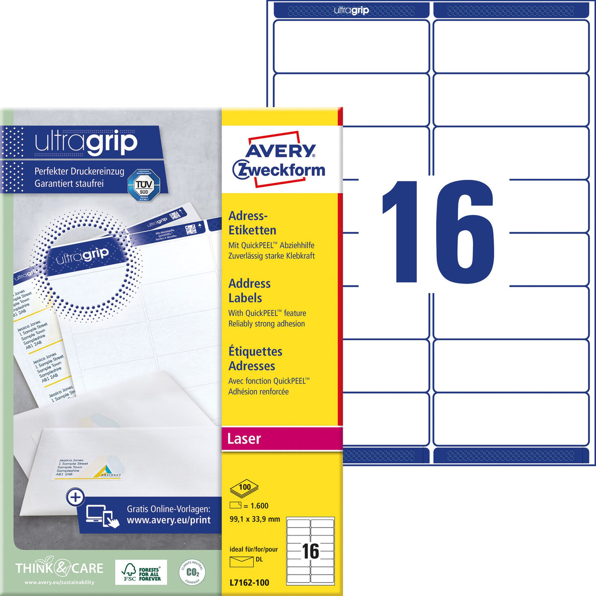 Avery - Etiket l7162-100 99.1x33.9mm wit 1600st