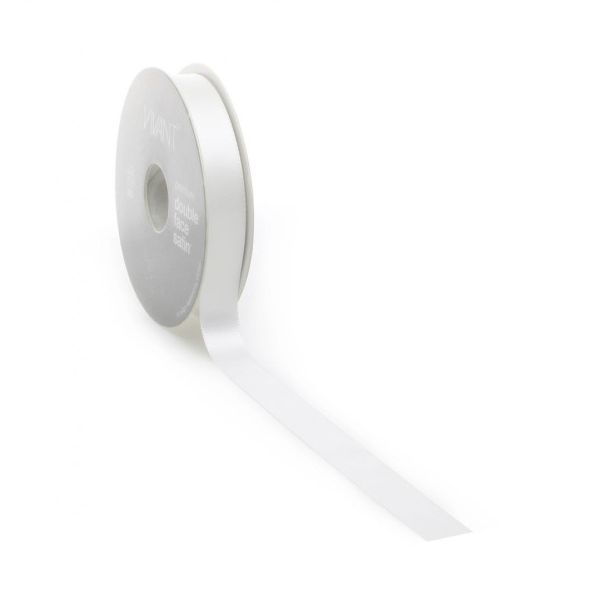 Satin ribbon PREMIUM Double face 16mm x 25 meters bamboo / off white