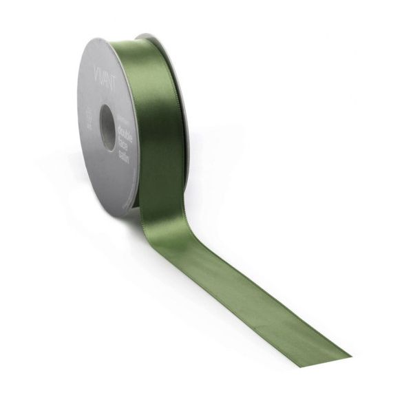 Satin ribbon PREMIUM Double face 25mm x 25 meters moss