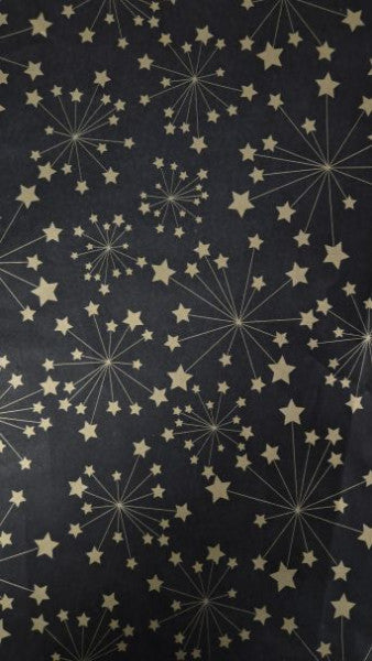 Silk tissue paper 50x75cm 22gr 100 sheets black with gold stars