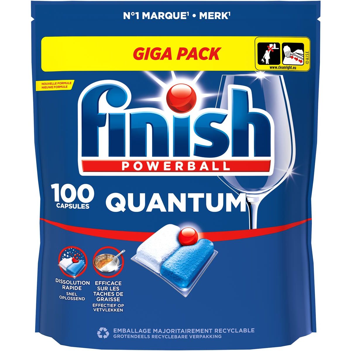 Finish - Quantum Regular vaatwastabletten, pak van 100 capsules