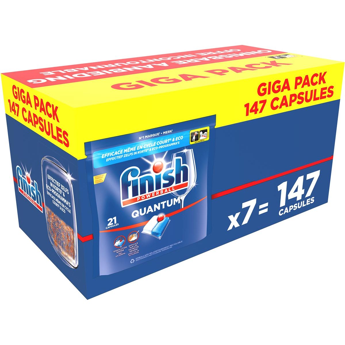 Finish - Quantum Regular vaatwastabletten giga pack, pak van 147 capsules