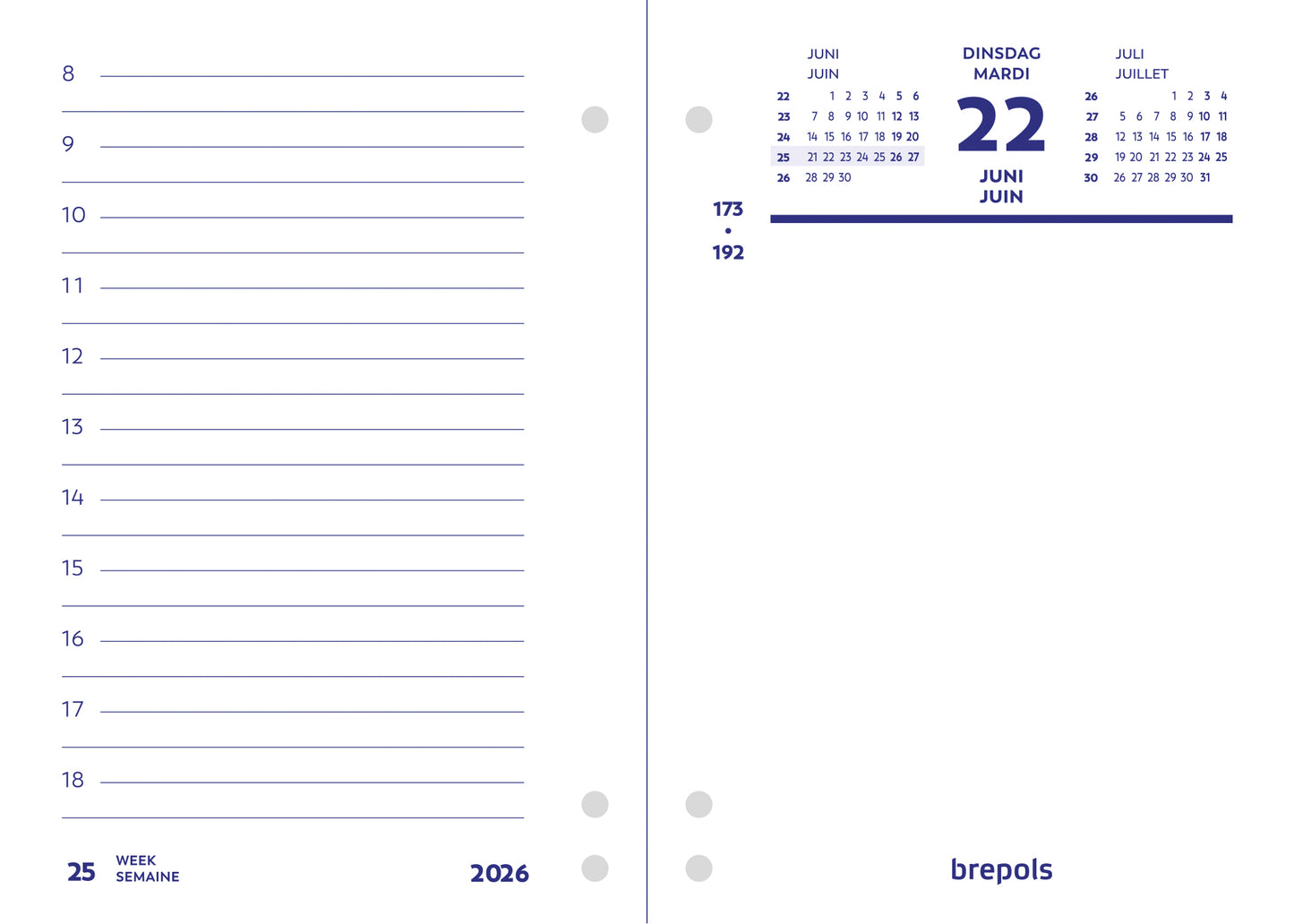 Brepols - Omlegblok 2027 1d/2p universele ponsing