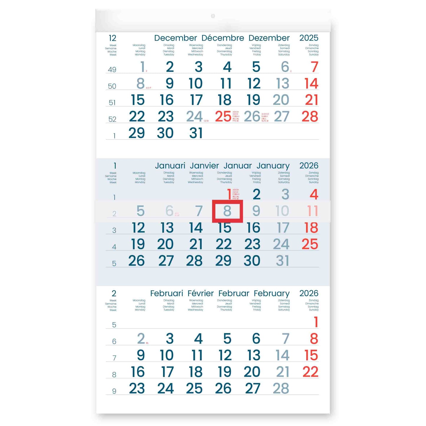 INNI - Calendrier 3 mois 2026 Manager