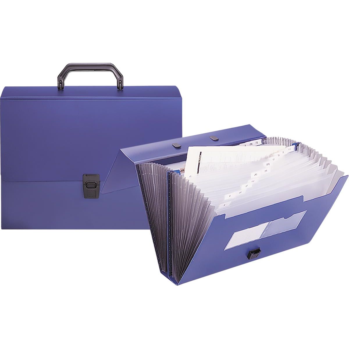 Beautone - carpeta frontal, ft A4, azul, 26 compartimentos