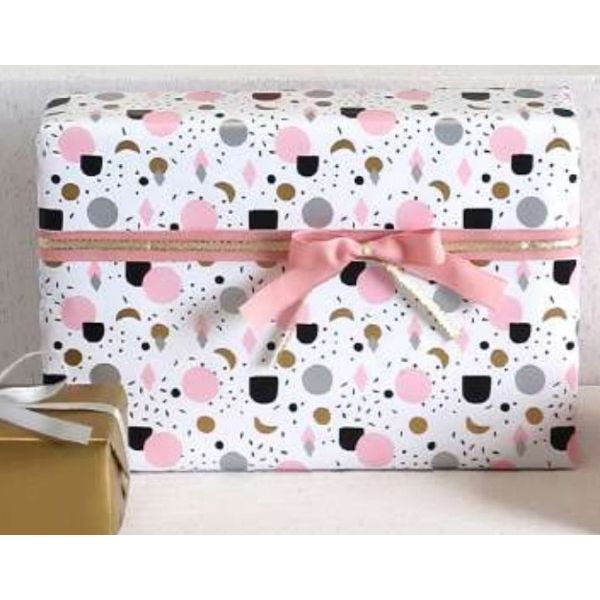 Klika - Gift Wrapping Paper | 50cm | 200m | 80gr/m² | Fun figures | white/black/pink