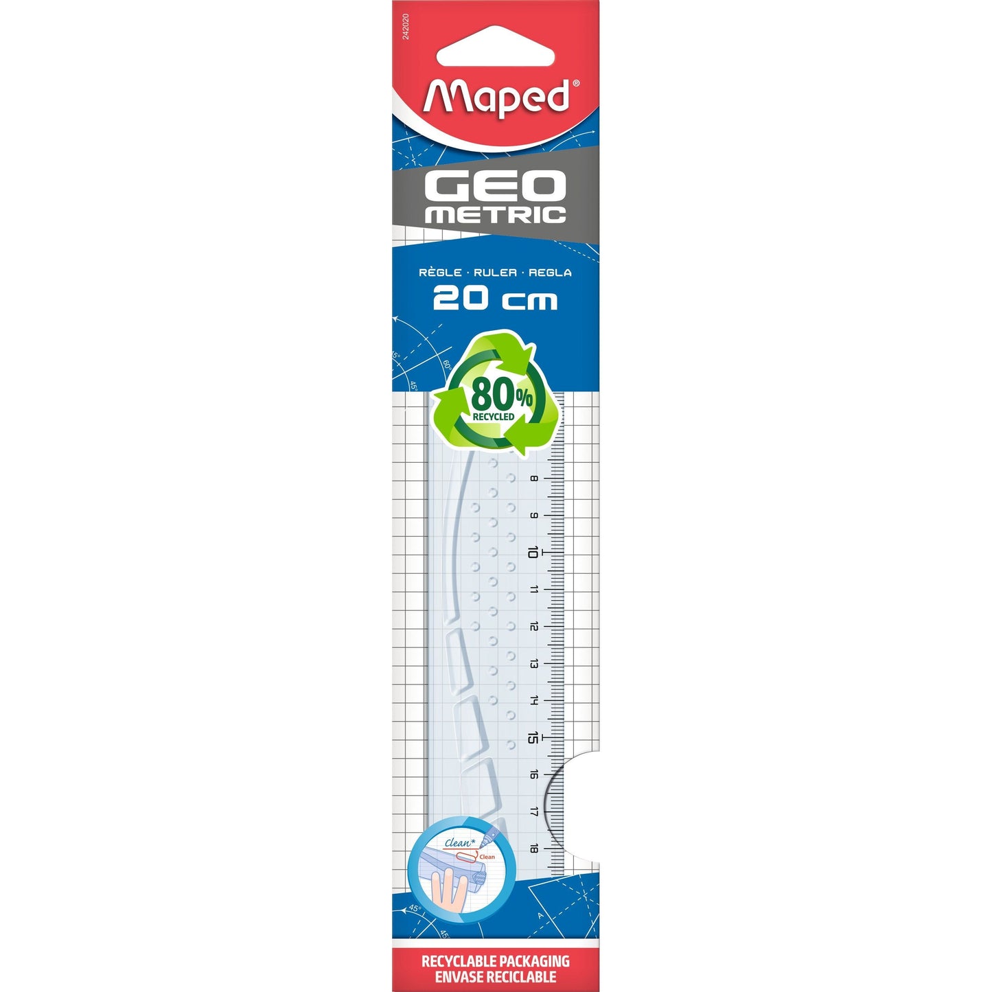 Maped - Righello geometrico 20cm trasparente