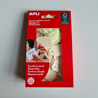 Klika - Hangetiket met koord 22x35 mm GEEL 100st