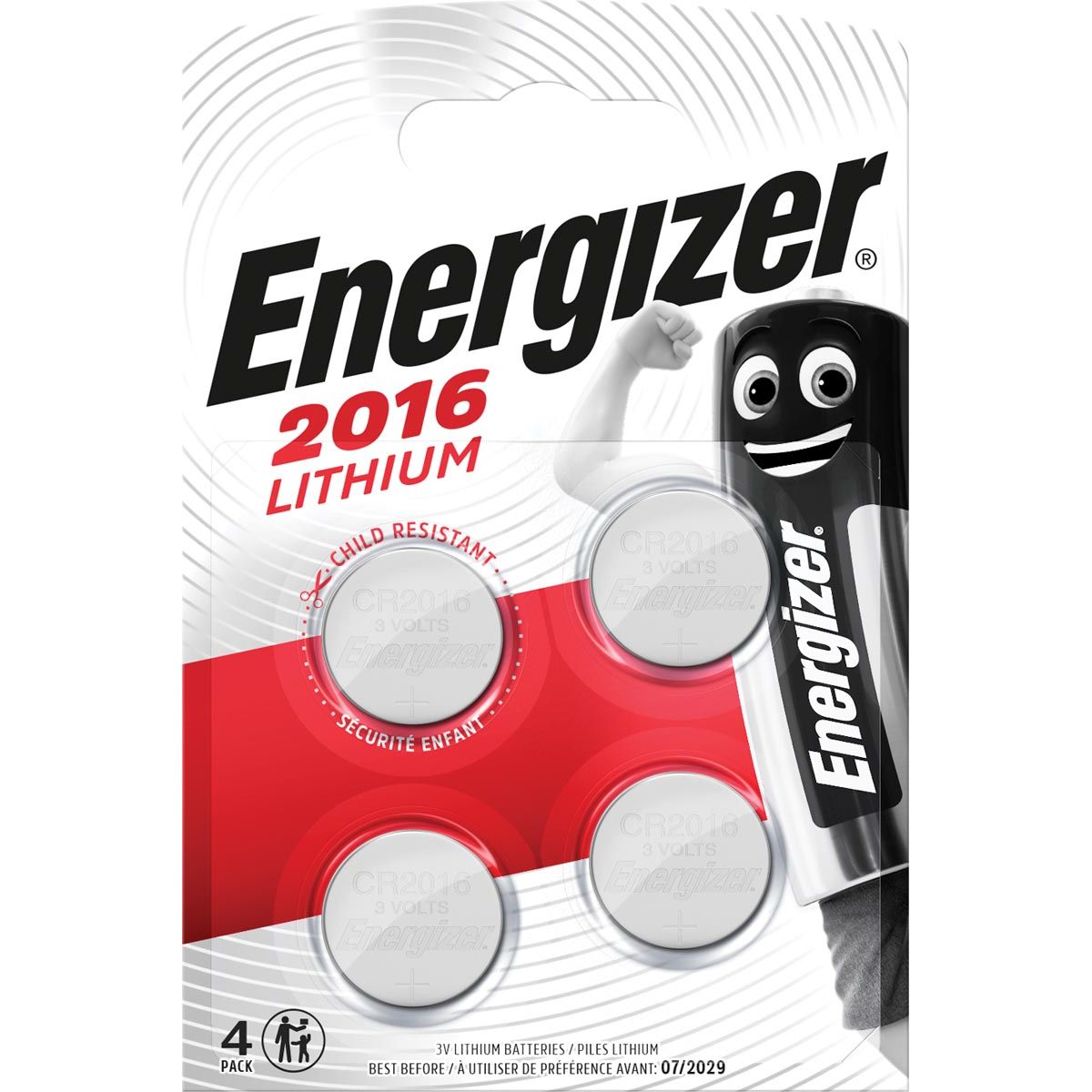 Energizer - knoopcellen lithium CR2016, blister van 4 stuks