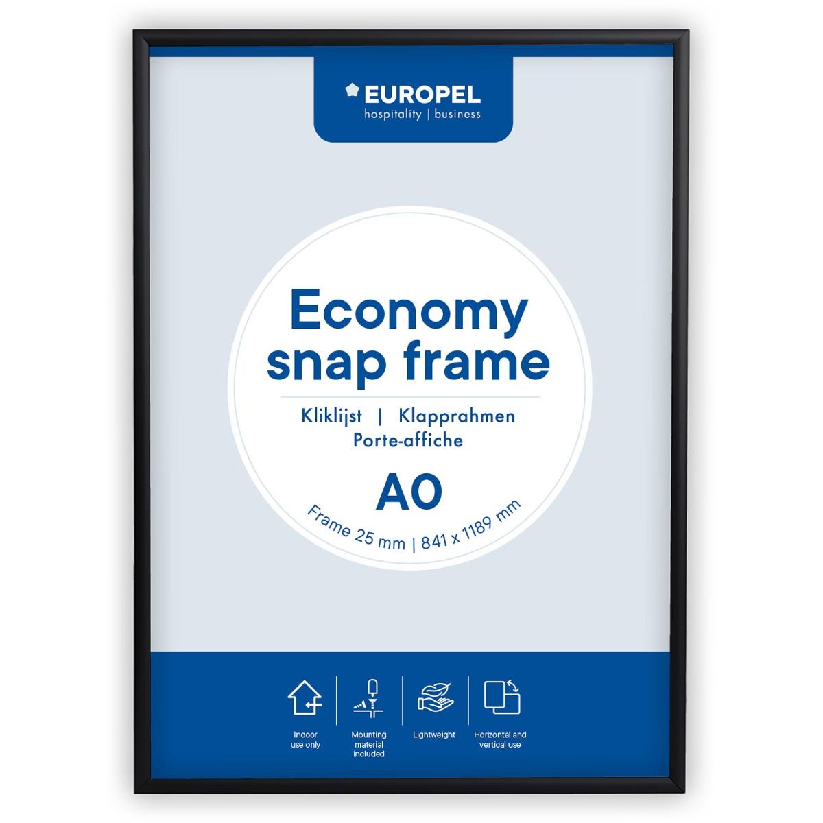 Europel - pel Click frame Economy, cornice 25 mm, ft A0, nero