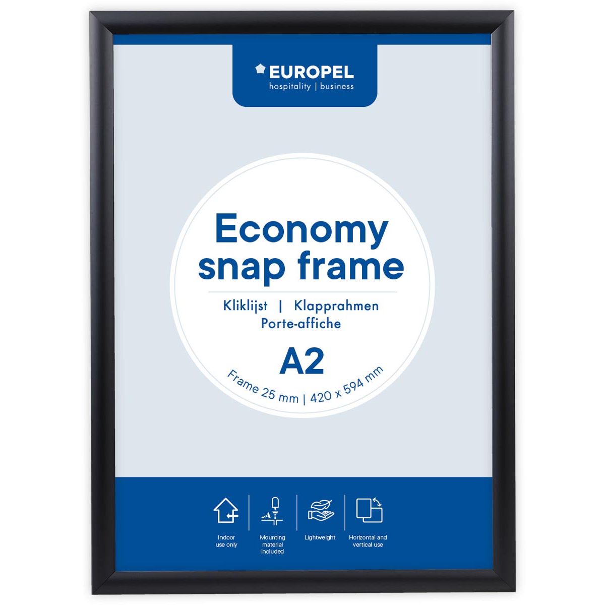 Europel - pel Click frame Economy, marco 25 mm, pies A2, negro