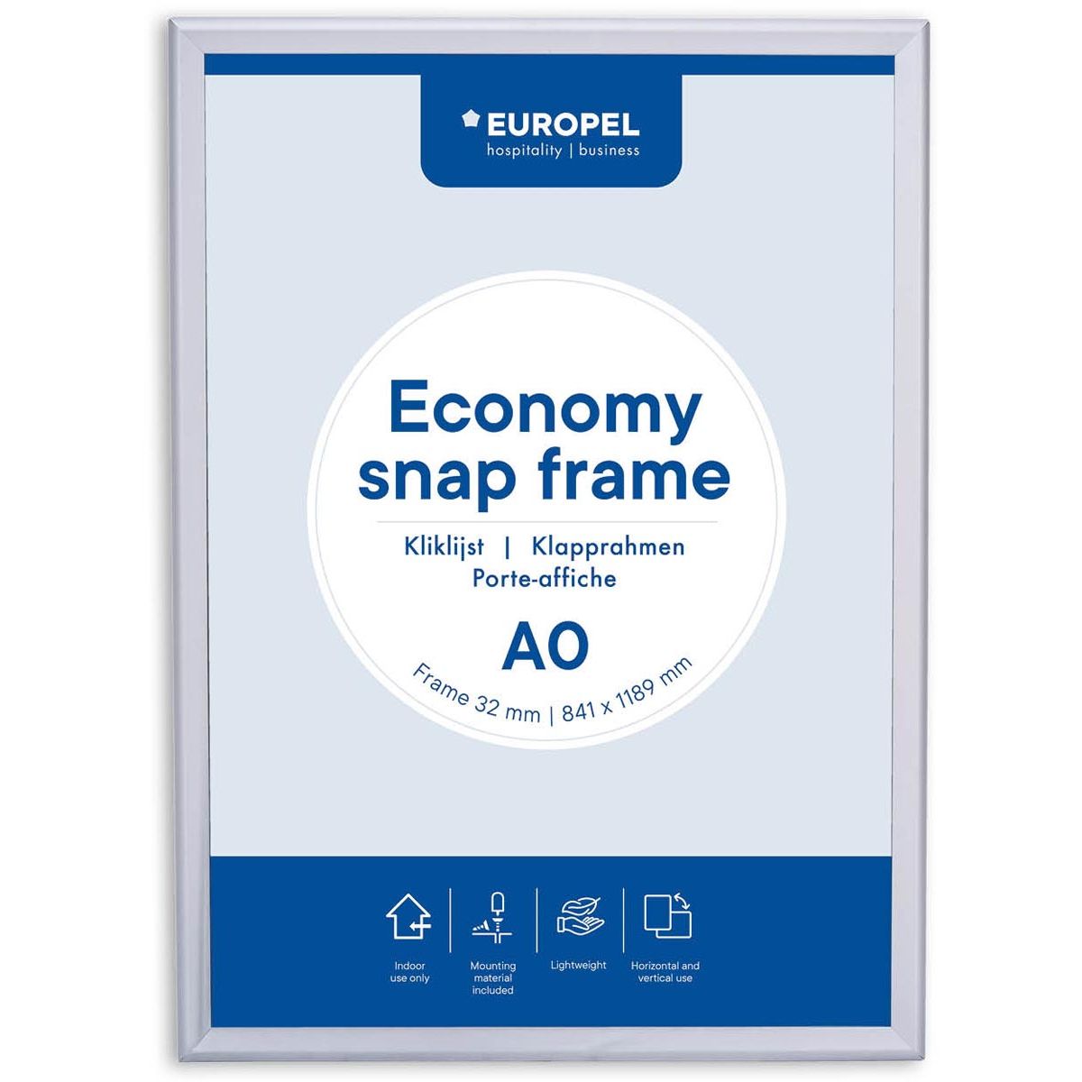 Europel - pel Clicklijst Economy, lijst 32 mm, ft A0, zilver