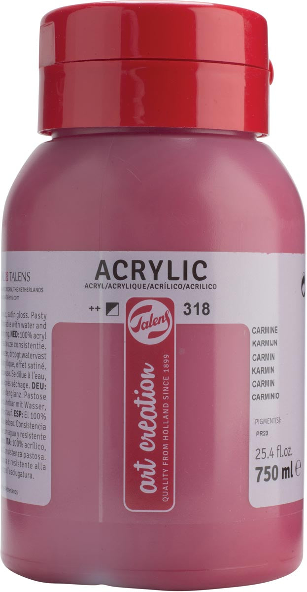 Talens Art Creation - Art Creation acrylic paint bottle of 750 ml, carmine