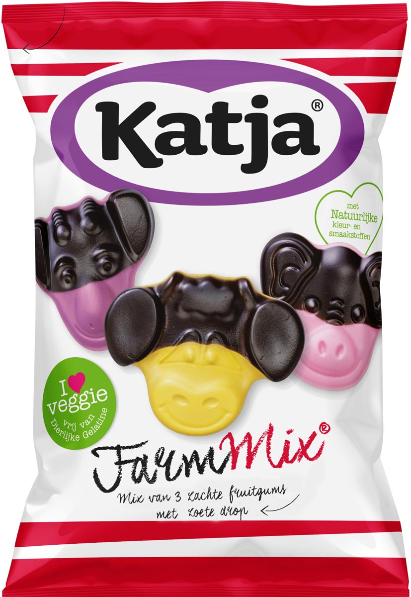 Katja - Farm Mix Bonbons, Mischung aus 3 weichen Fruchtgummis mit süßer Lakritze, Beutel à 255 g