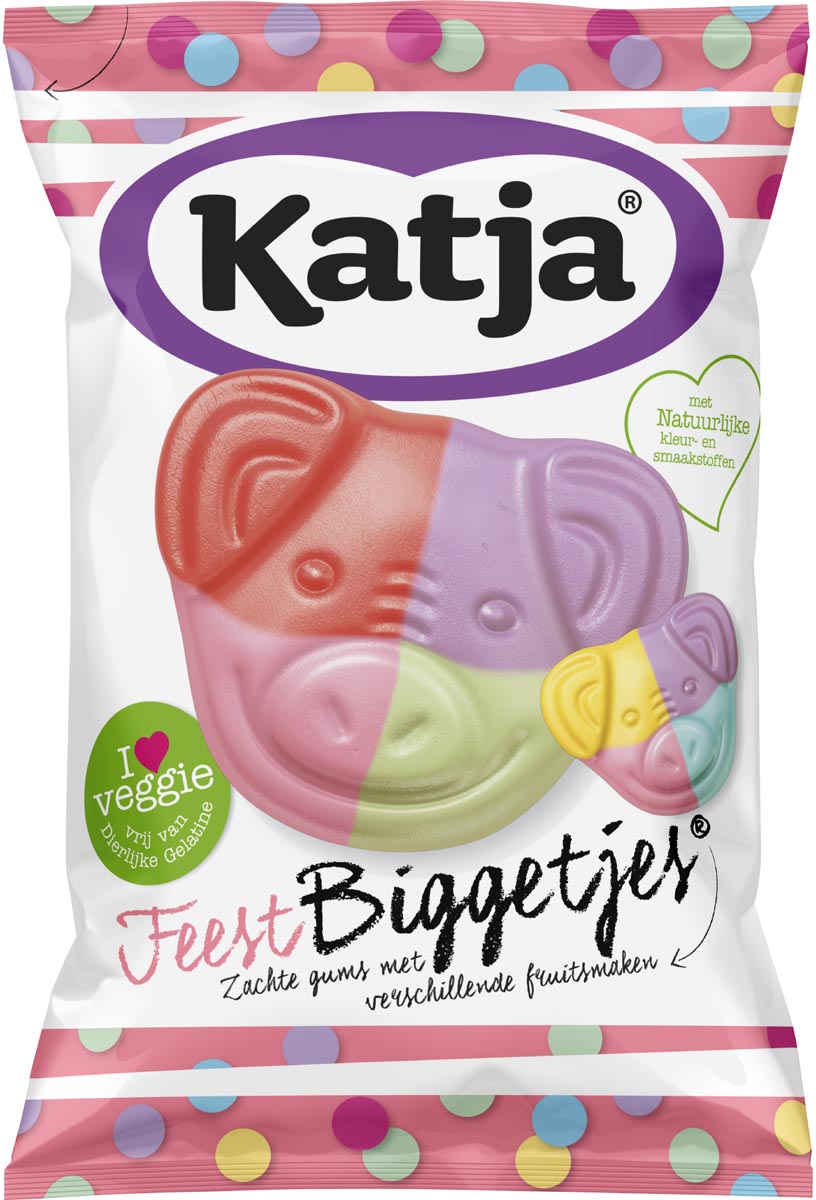 Katja - Party Piglet candy, soft gums with different fruit flavors, bag of 250 g