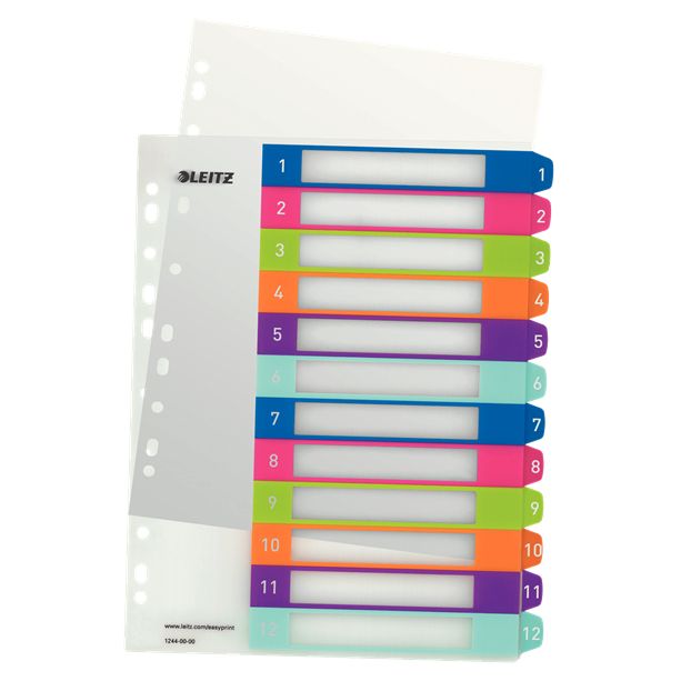 Leitz - 1244-00-00 Numerieke tabbladindex Polypropyleen (PP) Meerkleurig