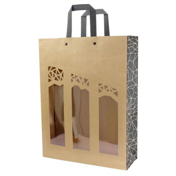 Timmers - Bolsa para botellas de vino 3 botellas 285+95x385mm Authentique (10 piezas)