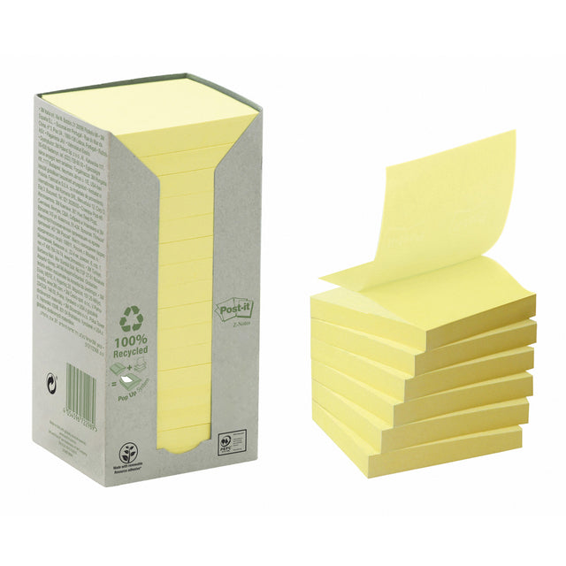 Post-it - Notizblock Z-Note R330-1T 76x76mm recycelt gelb 16 Stück