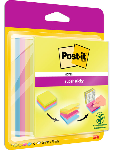 Post-it - Memo pad 2014 Super Sticky 76x76mm smart cube Rio 300 sheets
