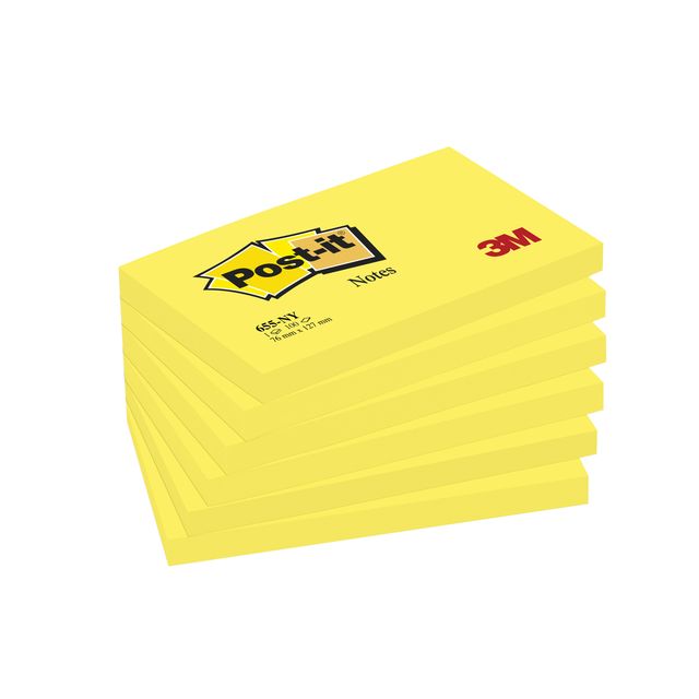 Post-it - Memoblok 655 76x127mm 100 vel per blok neon geel