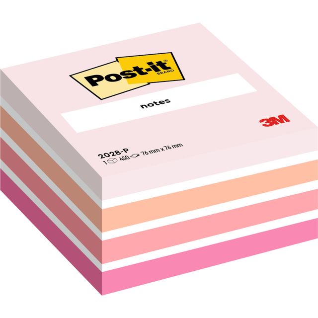 Post-it - Bloc mémo 2028 cube 76x76mm rose pastel
