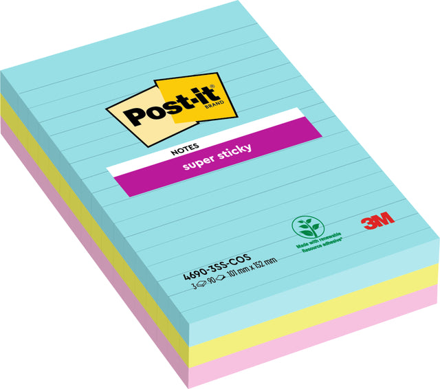 Post-it - Blocco note 4690 super adesivo 101x152mm cosm